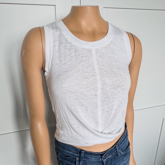 Athleta, White Breezy Linen Like Twist Front Tank, Women’s X-Small, Activewear - Picture 5 of 8